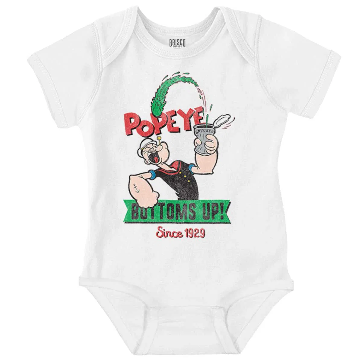 Детское боди с коротким рукавом Popeye Bottoms Up Since 1929 Brisco Brands, White