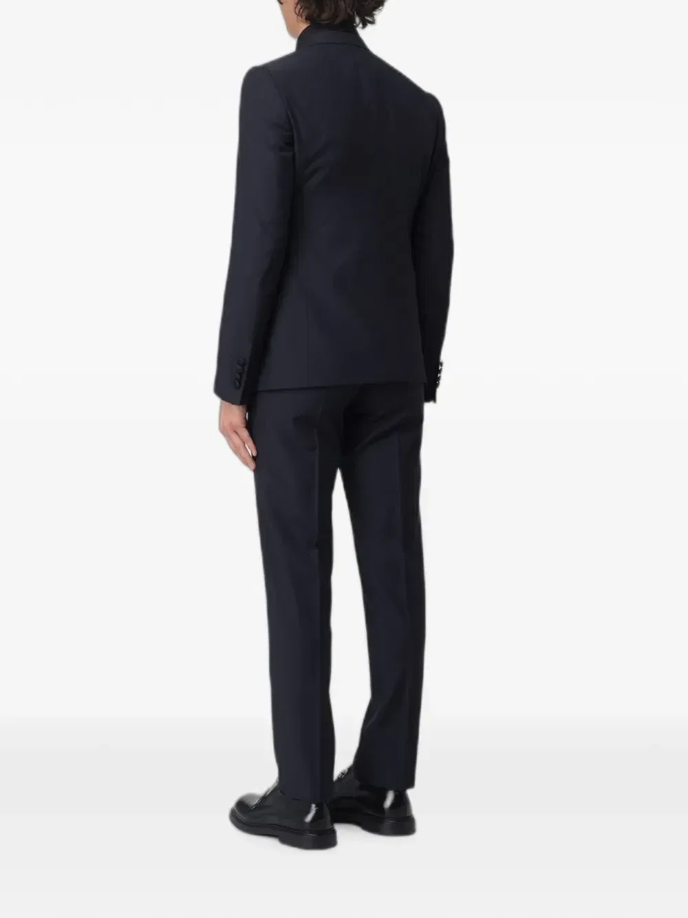 Двубортный костюм из чистой шерсти Emporio Armani, черный — фото 3
