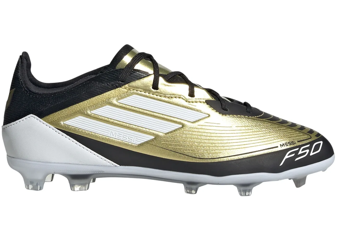 Детские бутсы с принтом Adidas F50 Pro FG, Gold Metallic/Cloud White/Core Black