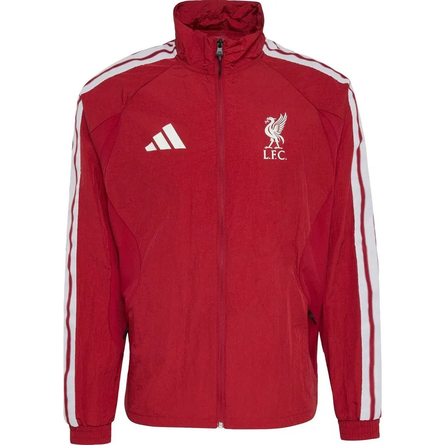 Куртка спортивная с воротником-стойкой Liverpool FC Home Anthem adidas, Красный — фото 3