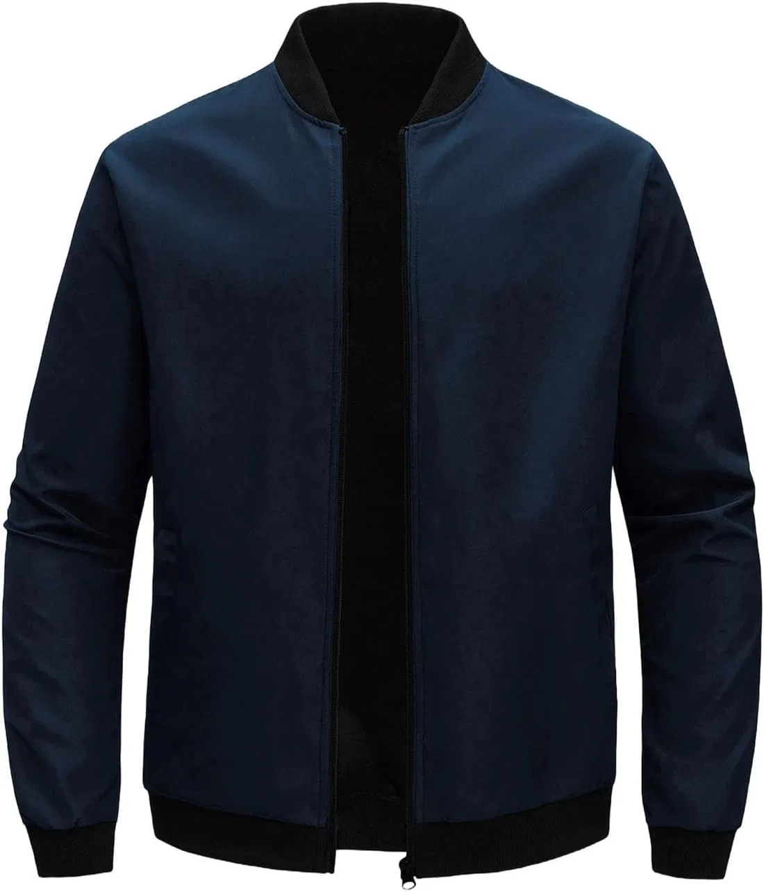 Мужская куртка-бомбер с воротником-стойкой, молния, Polyester, тёмно-синий