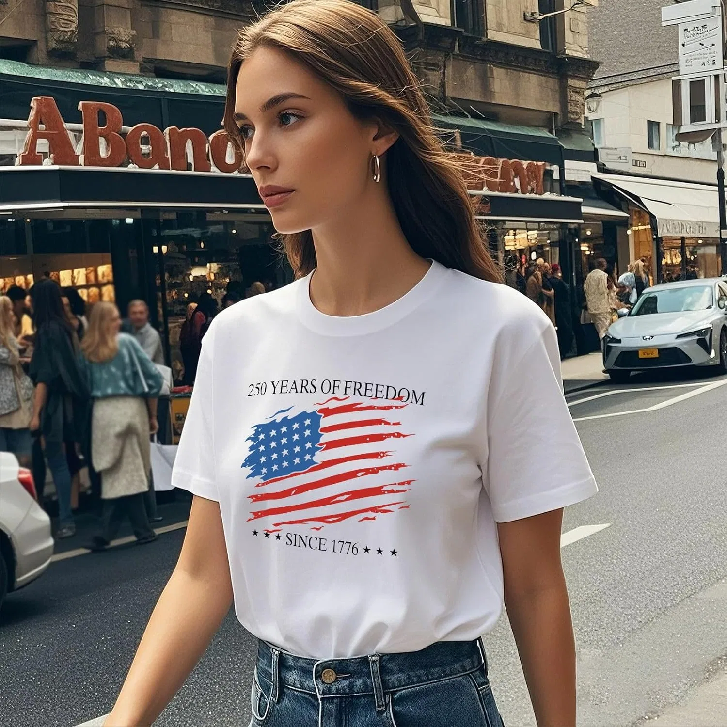 Мужская футболка с принтом 250th Years Anniversary of Freedom US 1776-2026, White — фото 3
