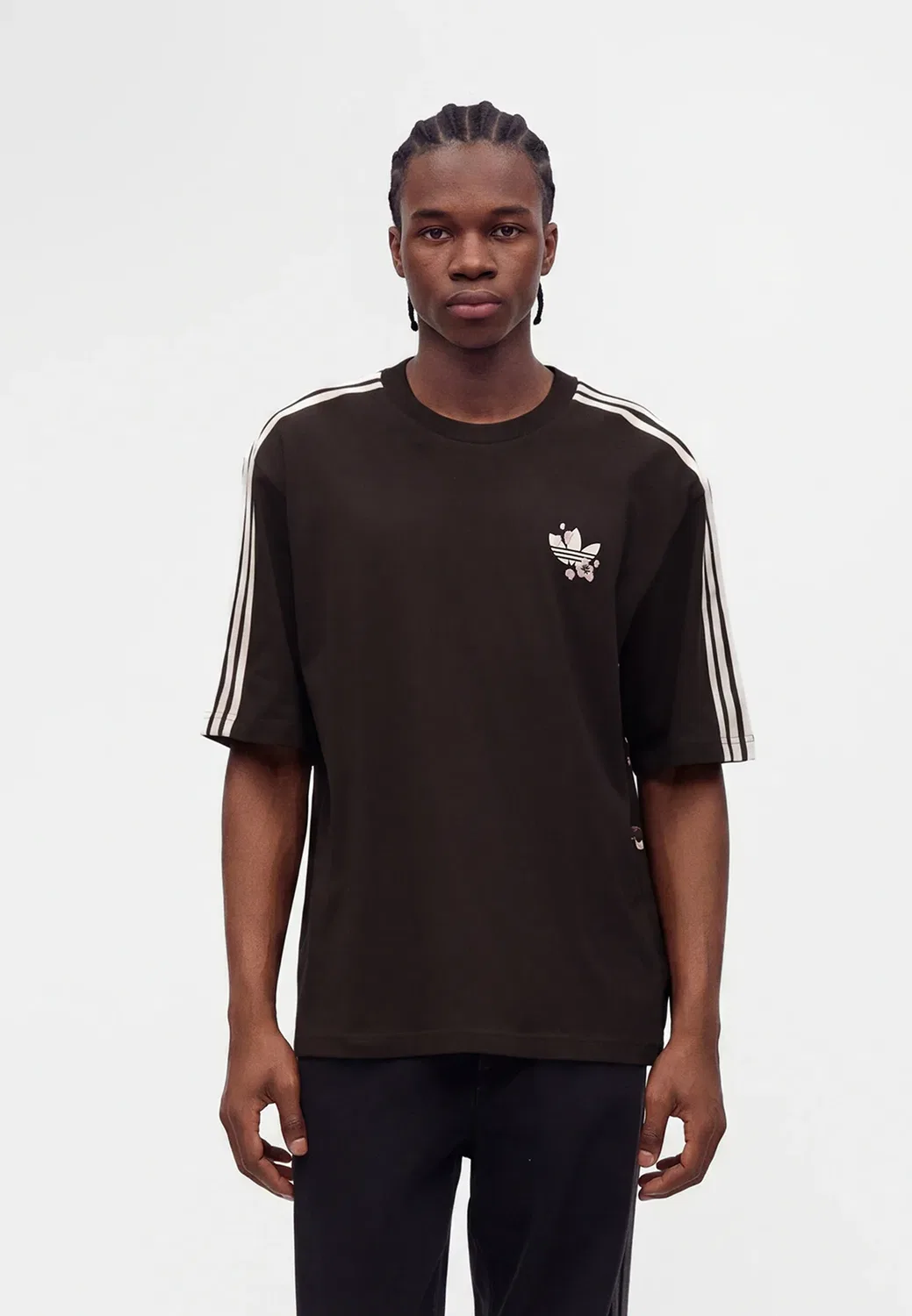 Футболка унисекс с цветочным принтом, свободного кроя Adidas Originals, Aurora Coffee — фото 3