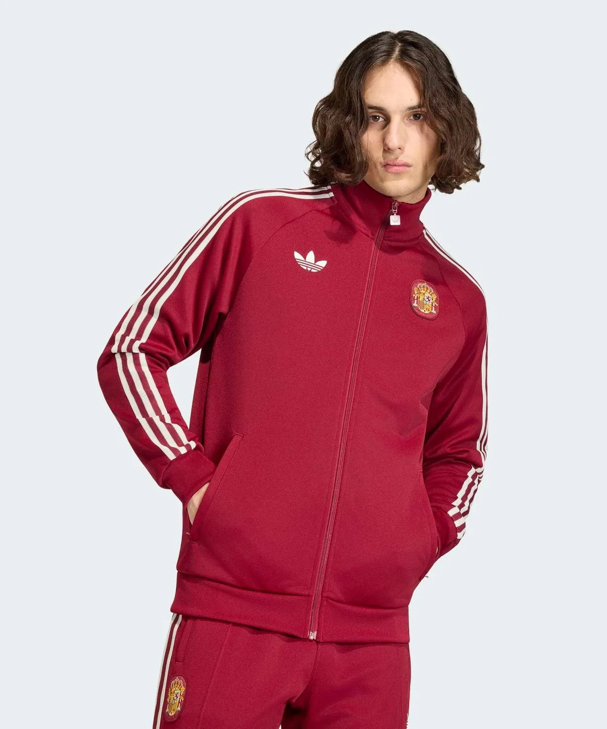 Мужская футерная куртка с принтом Испания Originals Adidas, Красный