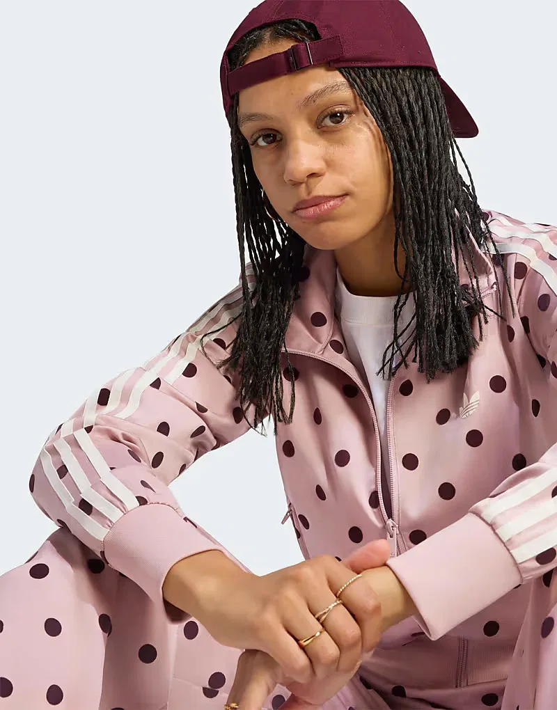 Спортивная куртка Adidas Originals Satin polka dots tt в двухцветном сиреневом цвете — фото 2