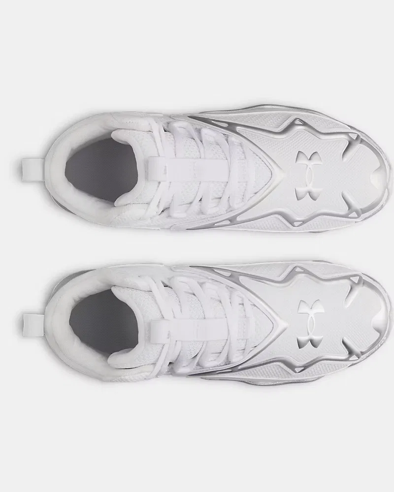 Детские бейсбольные шиповки с амортизацией EVA UA Harper 11 RM Jr. UnderArmour, White/Metallic Silver — фото 3