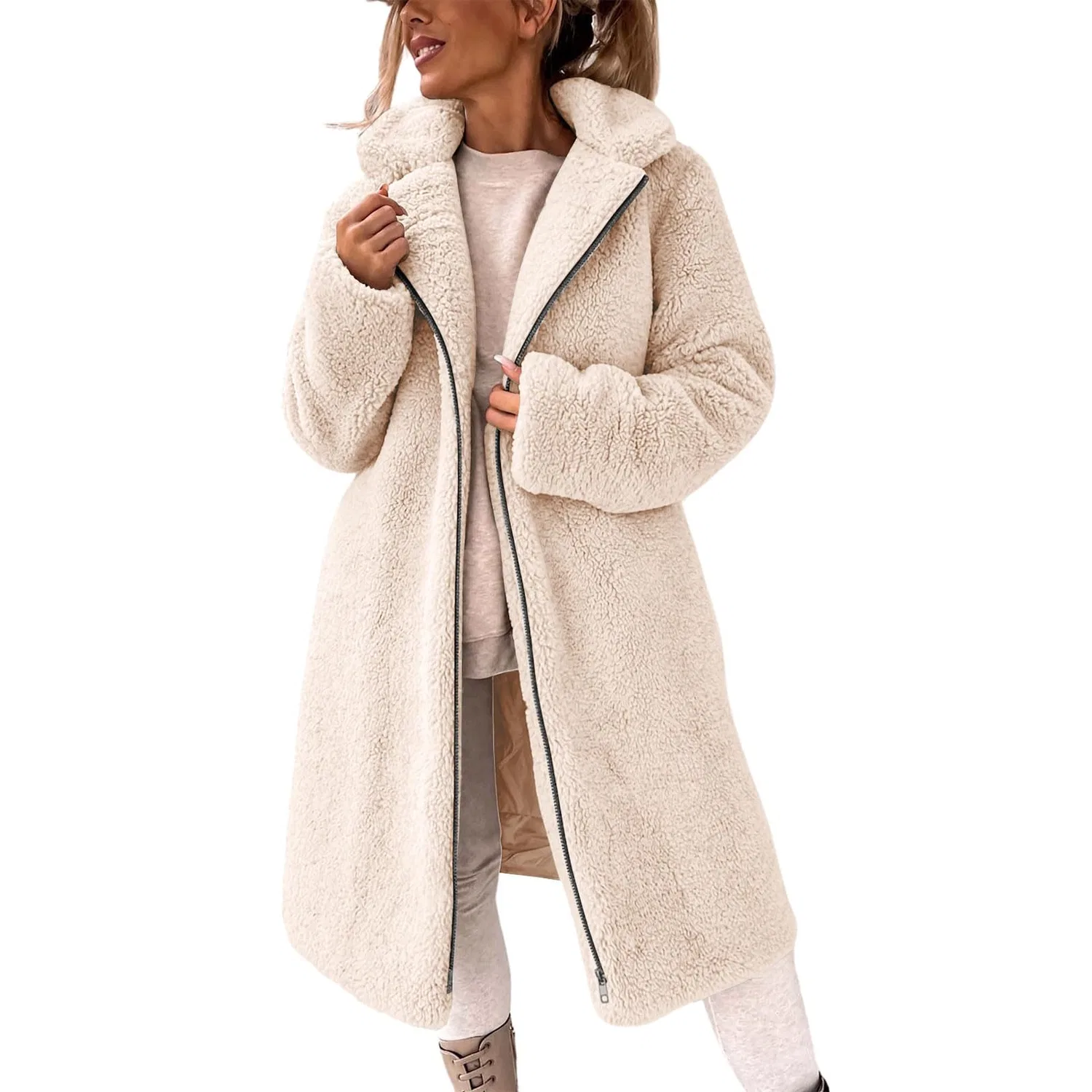 Женская куртка из флиса Teddy с длинным рукавом, Beige