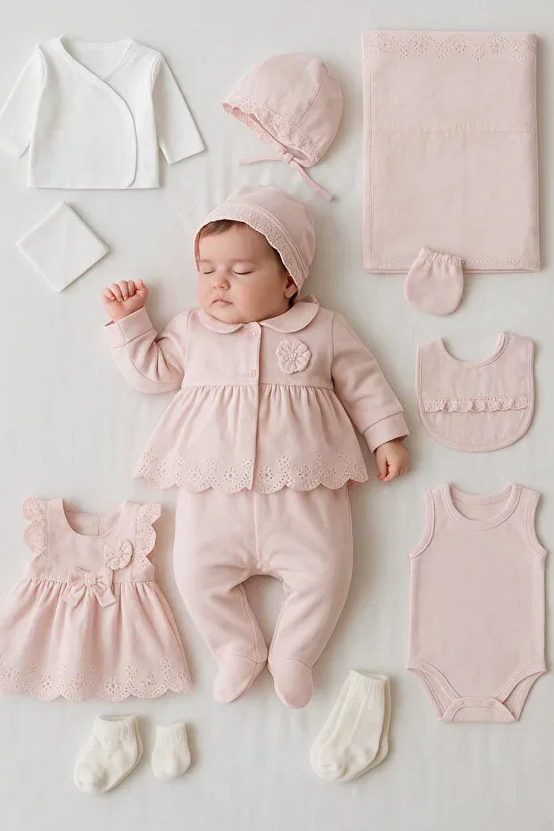 Детское боди-комплект для новорожденных хлопковый Pugi baby pearl detailed ultralük dress model Cherub Baby, Pink