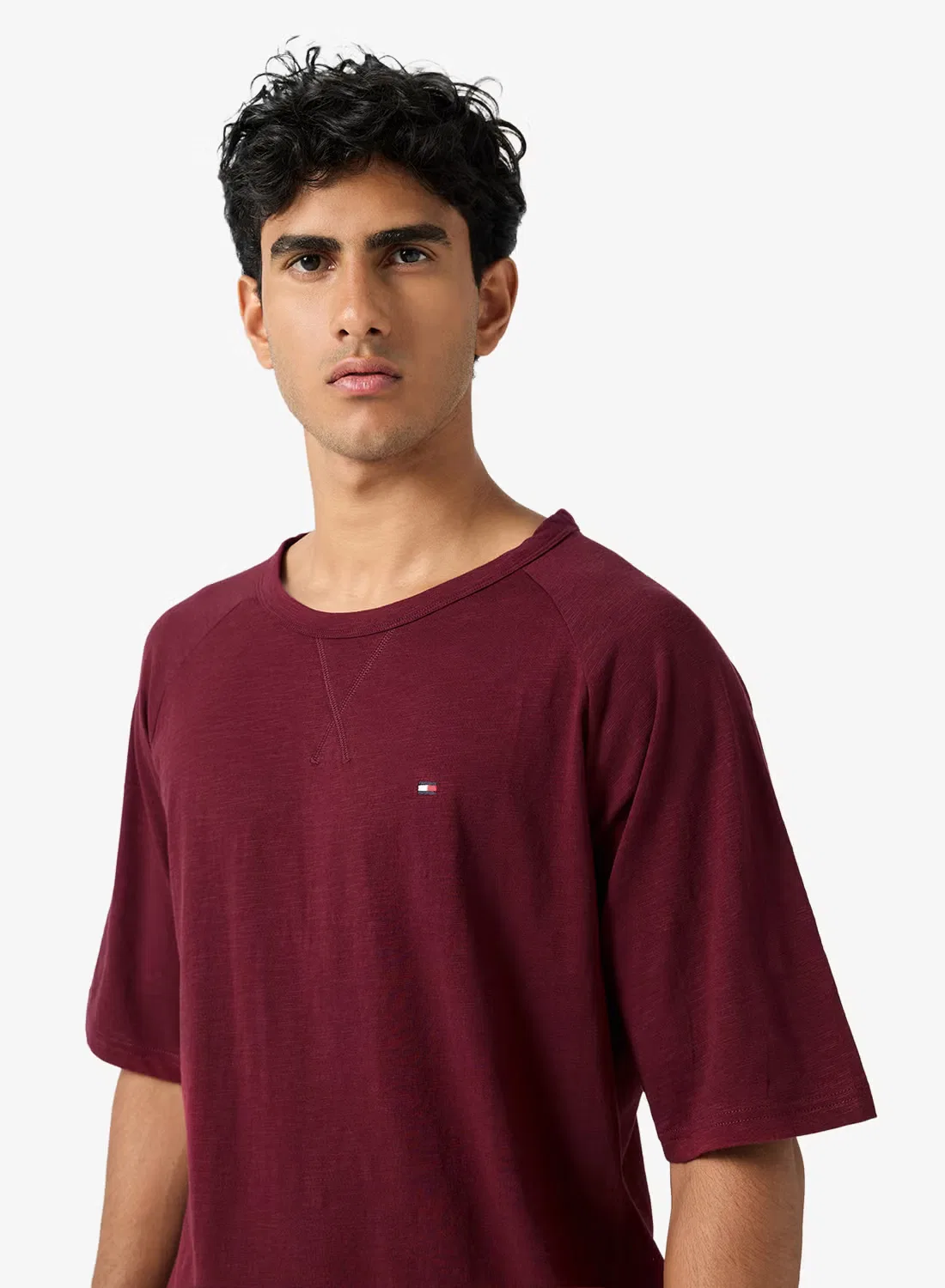 Футболка с контрастными рукавами реглан Textured raglan sleeve lounge Tommy Hilfiger, фиолетовый — фото 3