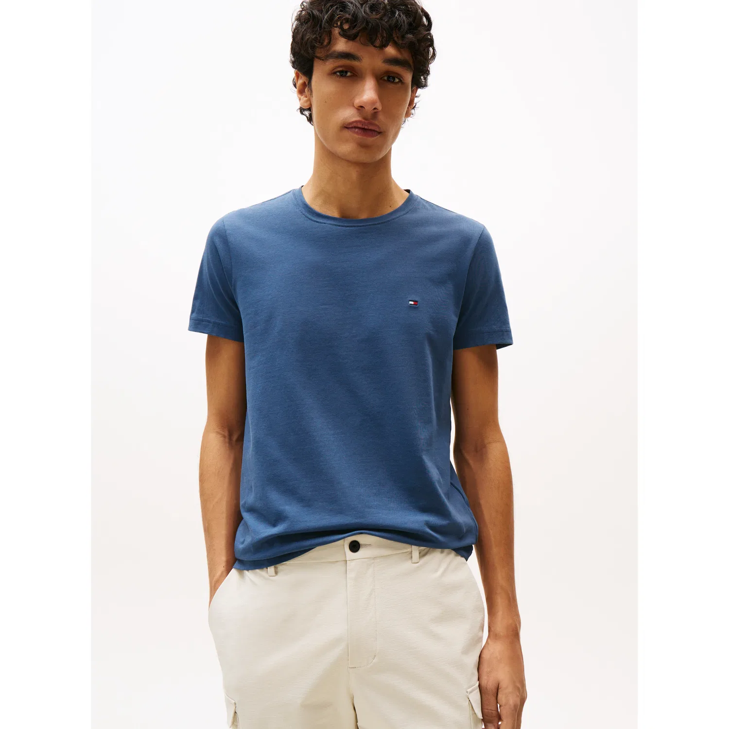 Мужская футболка с логотипом Tommy Hilfiger STRETCH SLIM FIT TEE, Aegean Sea