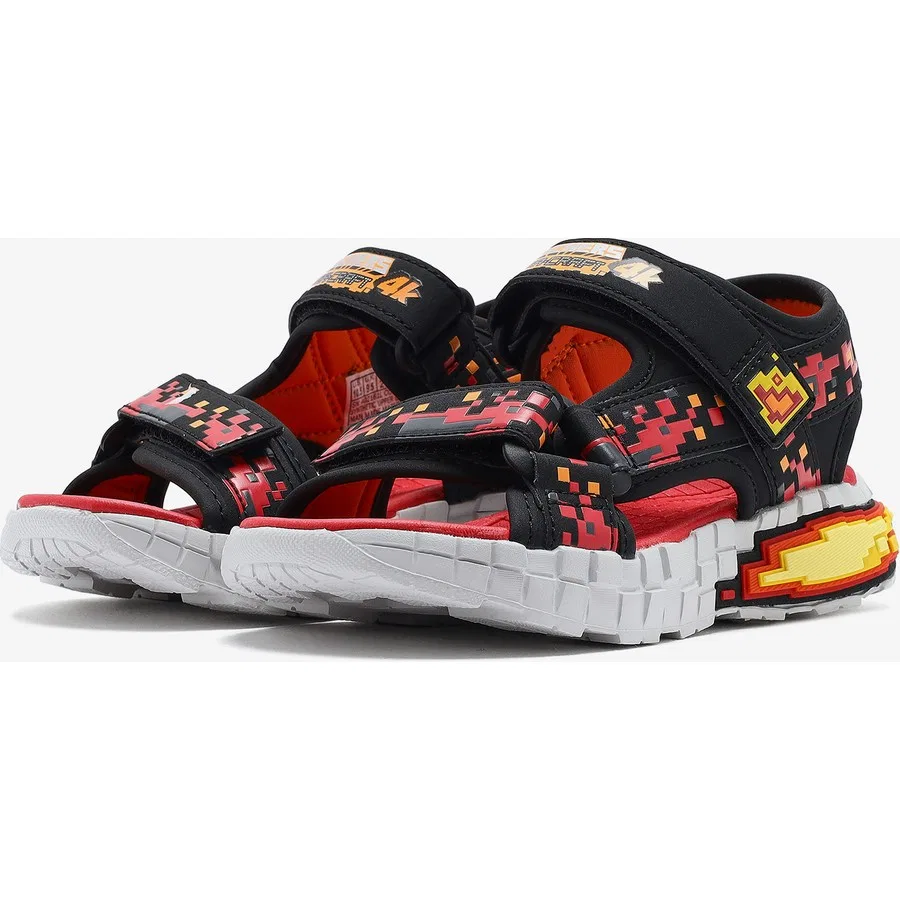Сандалии для мальчика с пиксельным дизайном Skechers Megasplash 4K, Черно-красный — фото 3