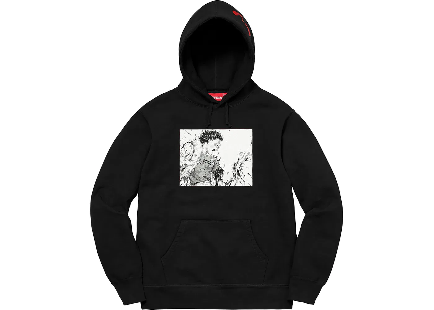 Мужской худи с капюшоном с принтом AKIRA Supreme, Black