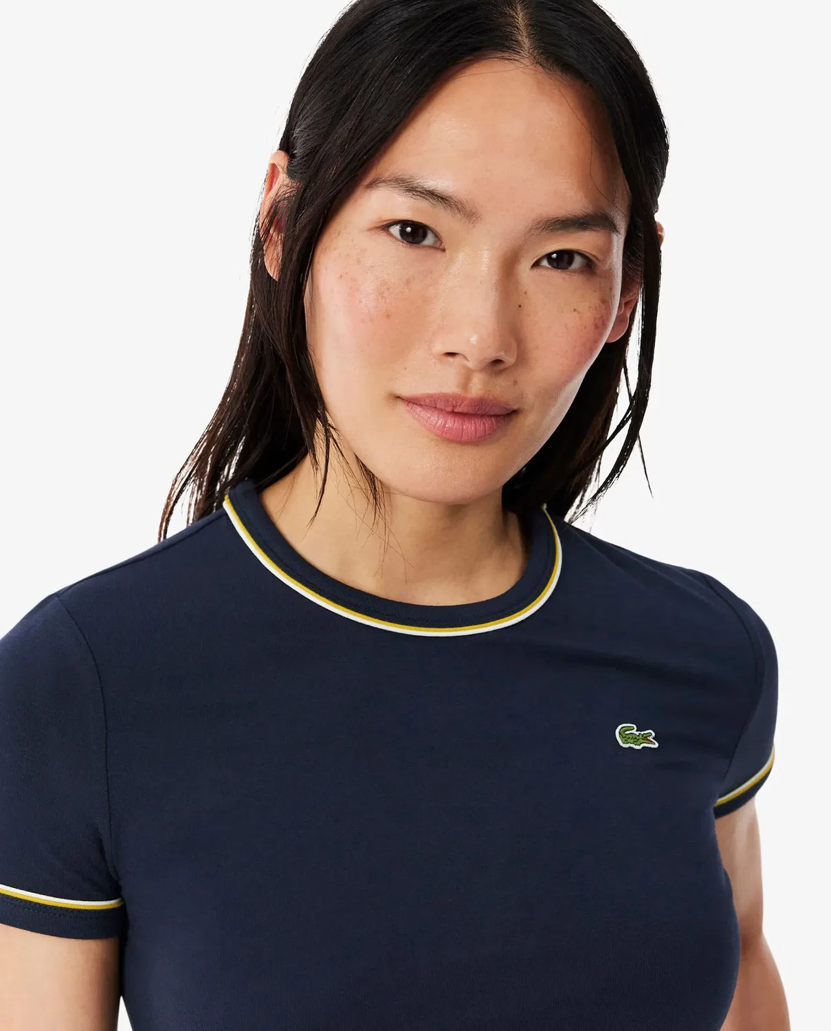 Футболка женская Lacoste Amarillo, приталенный крой, желтая — фото 3