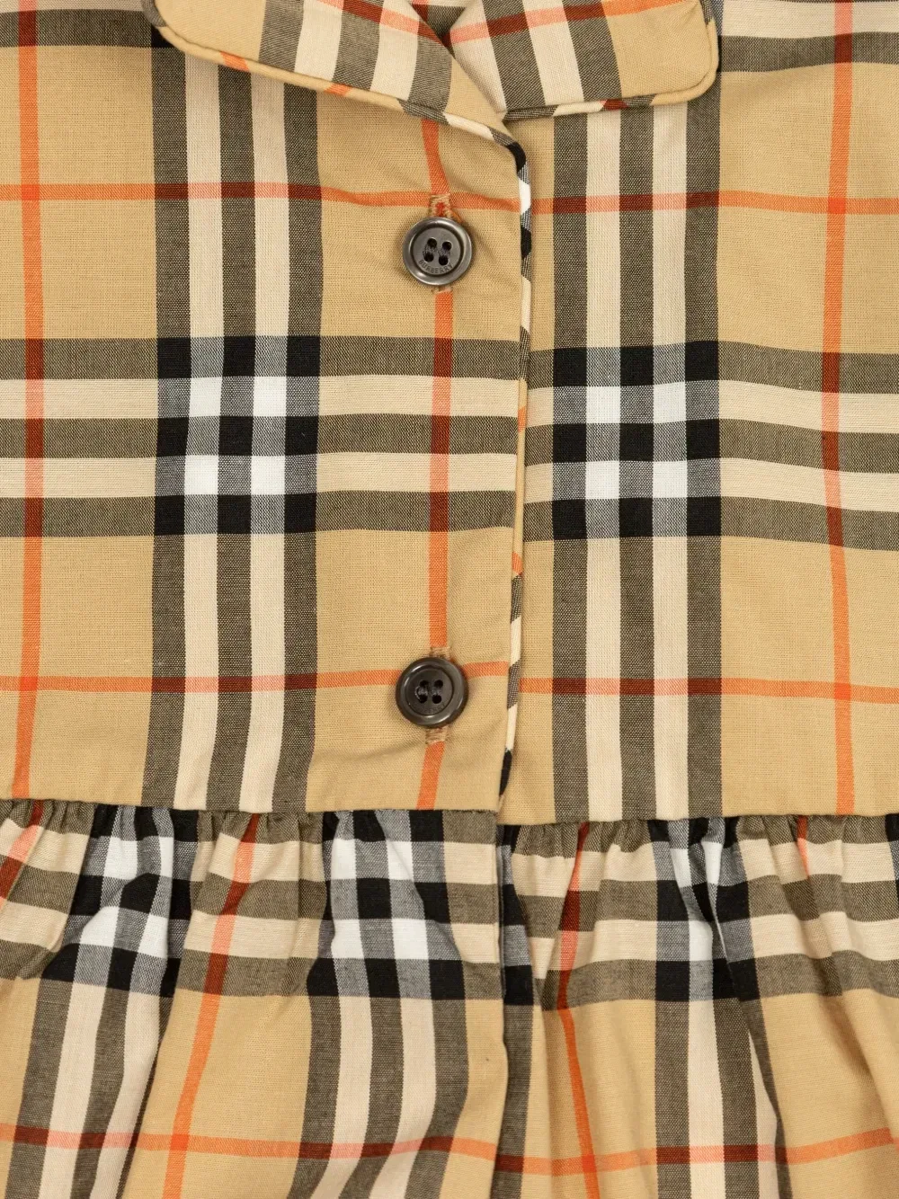 Платье из хлопкового твила в клетку Burberry Kids, бежевый — фото 4