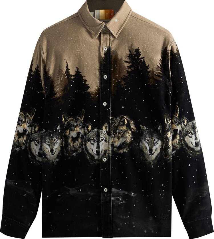 

Рубашка Kith Printed Wolves Cord Ludlow Shirt 'Black', черный