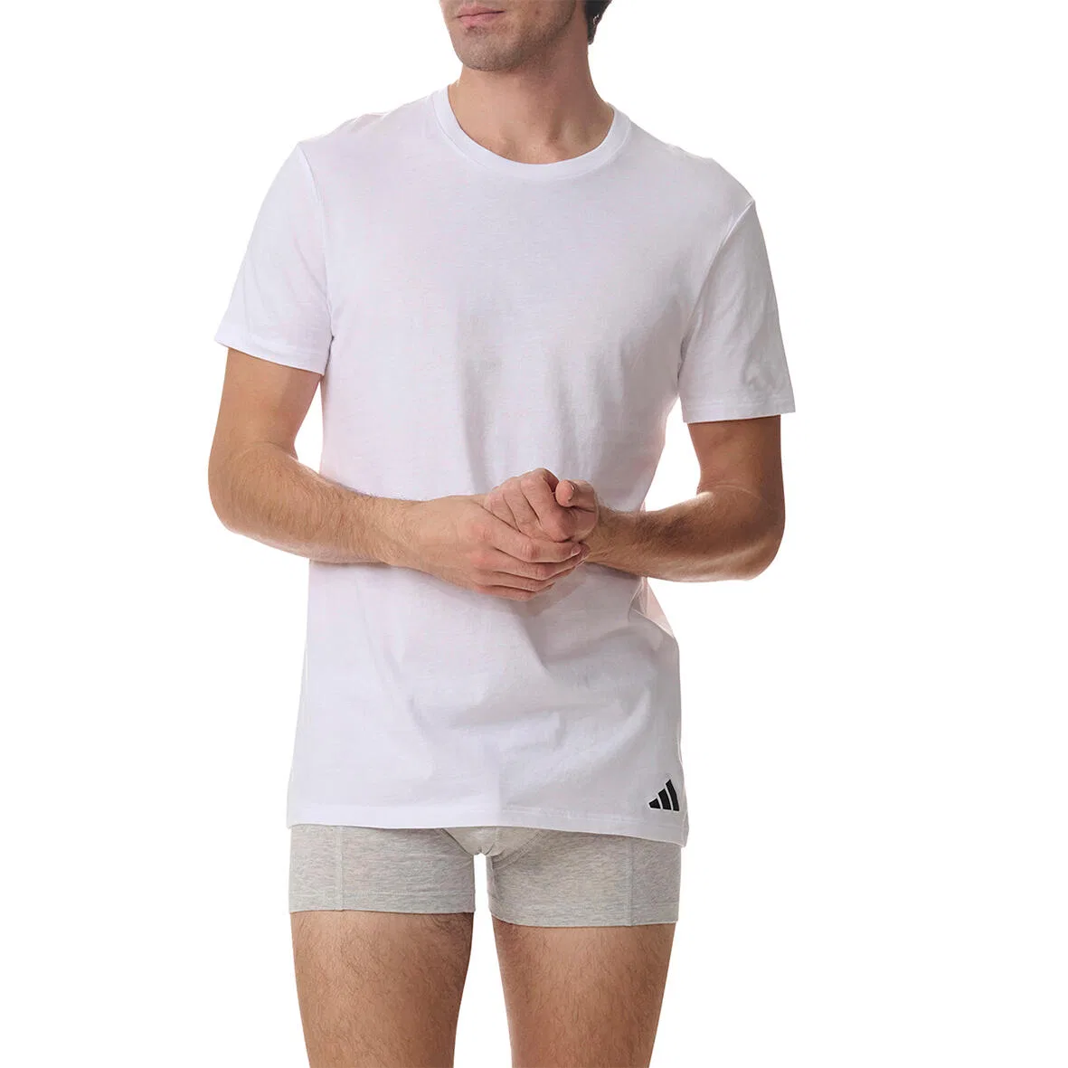 Мужская хлопковая футболка с круглым вырезом 3 Pack adidas Crew Neck, Цвет Weiss — фото 2