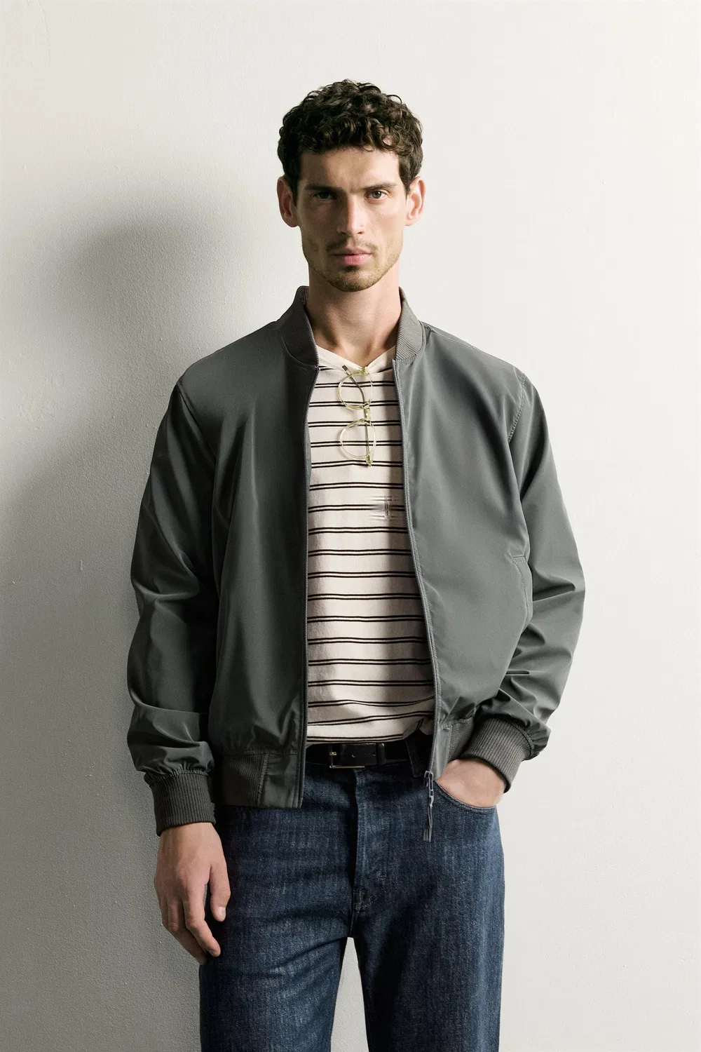 Техническая куртка-бомбер ZARA, Anthracite grey — фото 2