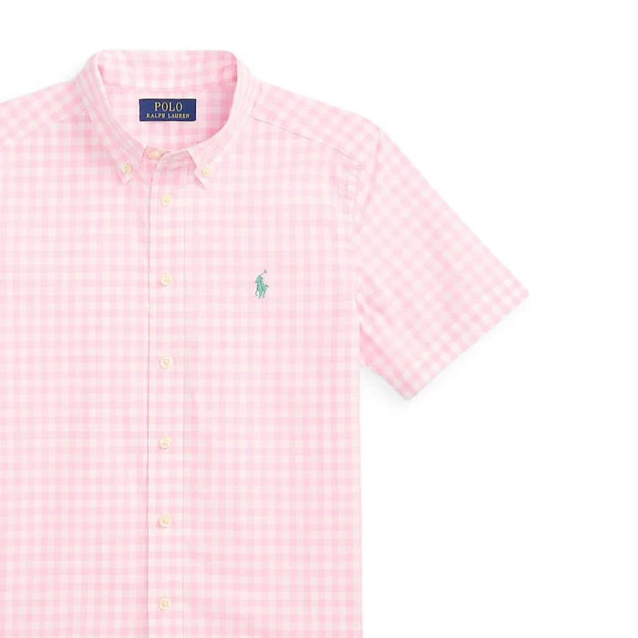 Детская рубашка свободного кроя с отложным воротником Polo Ralph Lauren, Pink — фото 4