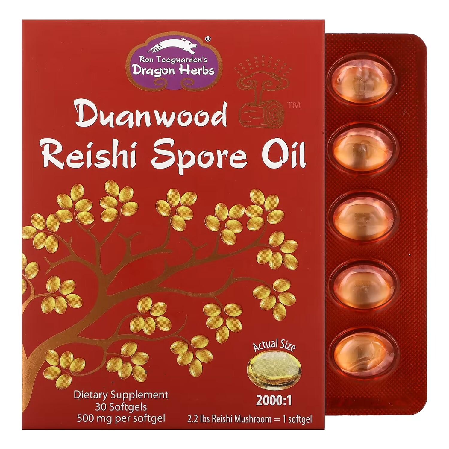 

Dragon Herbs Duanwood масло из спор грибов рейши 500 мг, 30 капсул