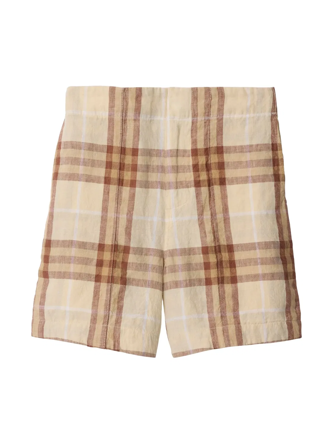 Шорты в клетку из льна Burberry, бежевый