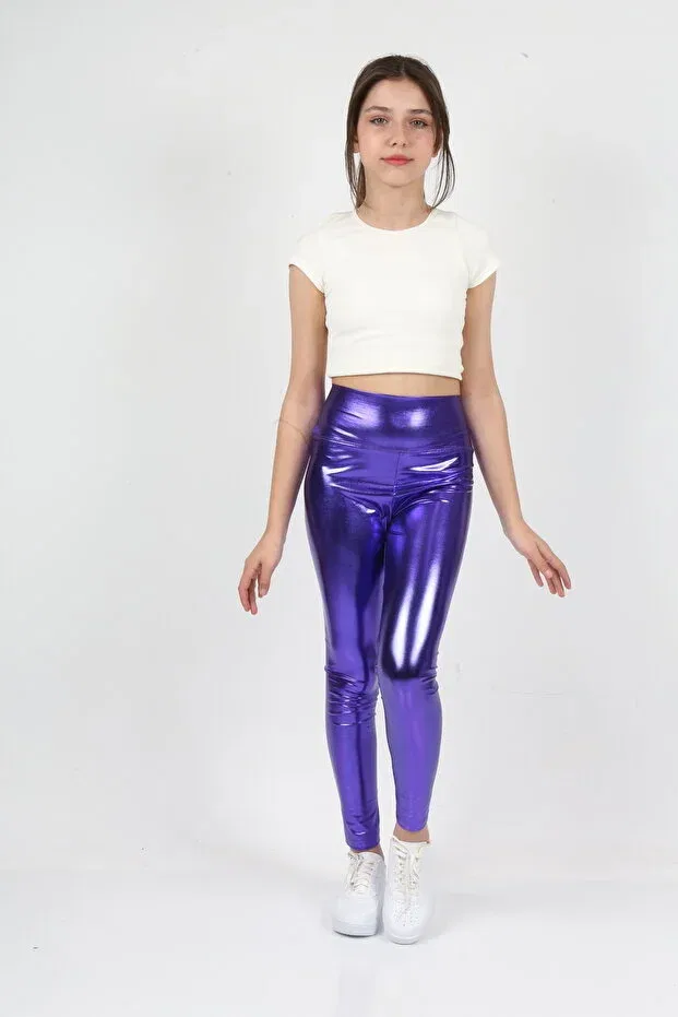Детские леггинсы для девочек с высокой талией Erdem Kids, Purple — фото 2
