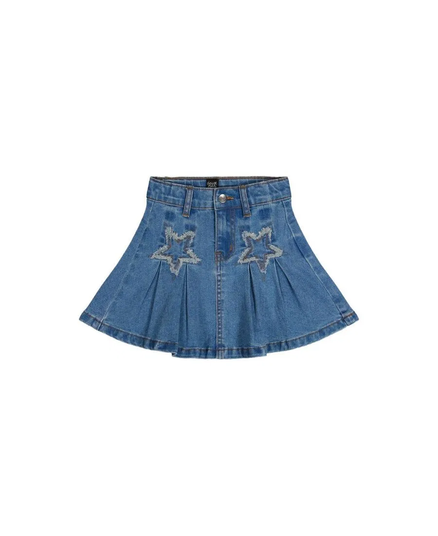 Юбка плиссе из денима Varsity League Deux par Deux, Navy Blue Denim