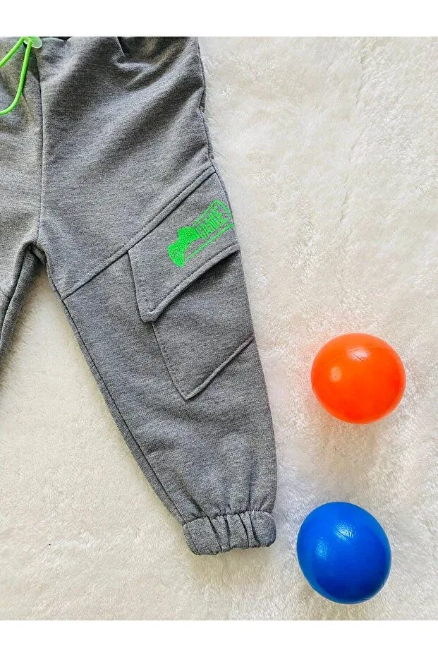Детские спортивные штаны для девочек с принтом Bediş Baby Clothes, Gray — фото 4