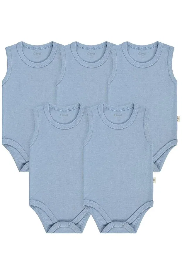 Детское боди-комбинезон без рукавов набор 5 шт Organic Zero Sleeve Snap-on Badi Civil Baby, Blue — фото 4