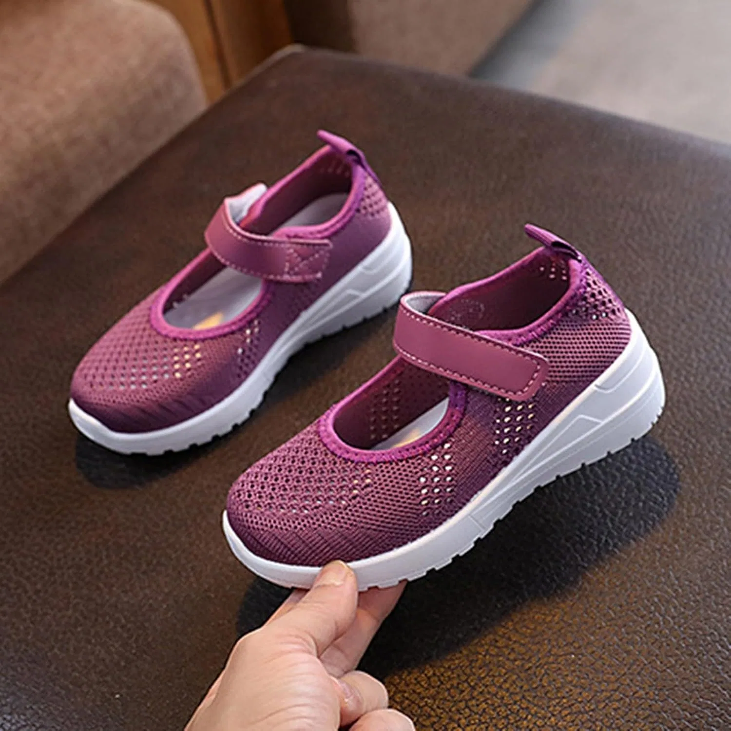 Детские кроссовки для девочек с дышащей сеткой, Purple — фото 2