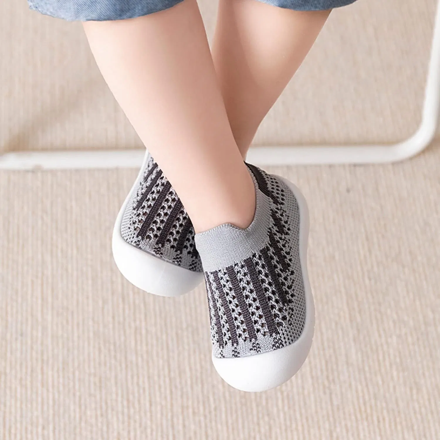Детские кеды для мальчиков с сеткой Mesh Slip On Socks Shoes, Grey — фото 2