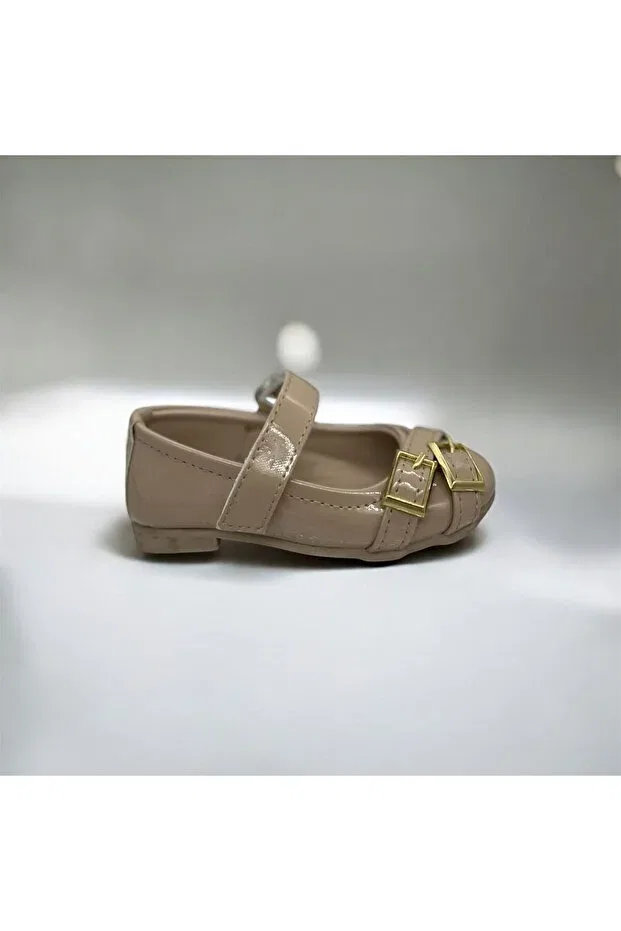 Детские балетки для девочек с пряжкой Rexba, Beige