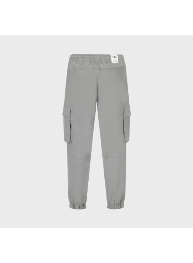 Брюки свободного кроя с кулиской на поясе и манжетами Zara, серый — фото 3