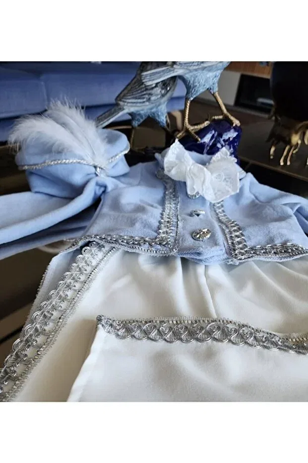 Детский комплект из бархата с длинным рукавом Tozpembebaby, Blue — фото 3