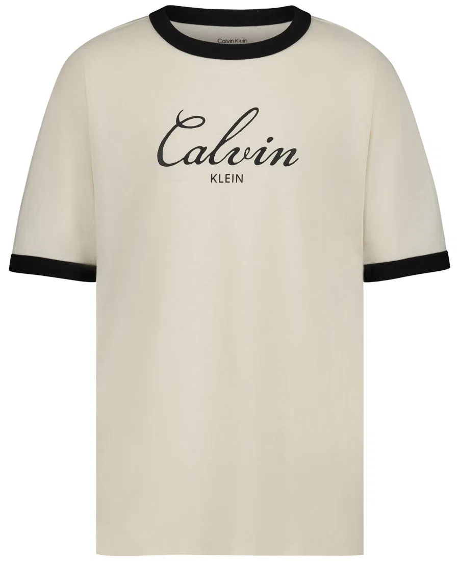 Футболка с коротким рукавом и контрастной отделкой Calvin Klein, Turtledove