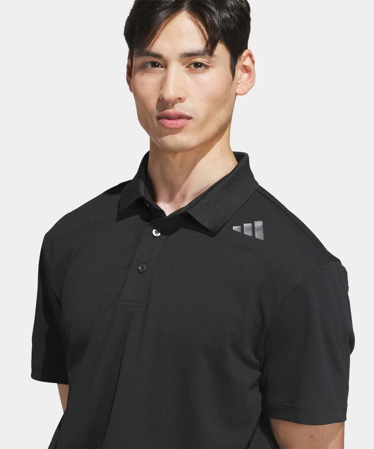 Мужская хлопковая футболка-поло с коротким рукавом Adidas Golf, Черный — фото 3