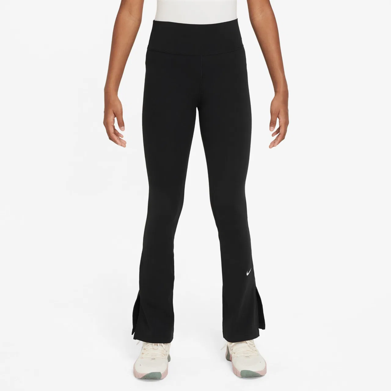 Леггинсы для девочек Dri-FIT One Tights Flare Nike, белый/черный