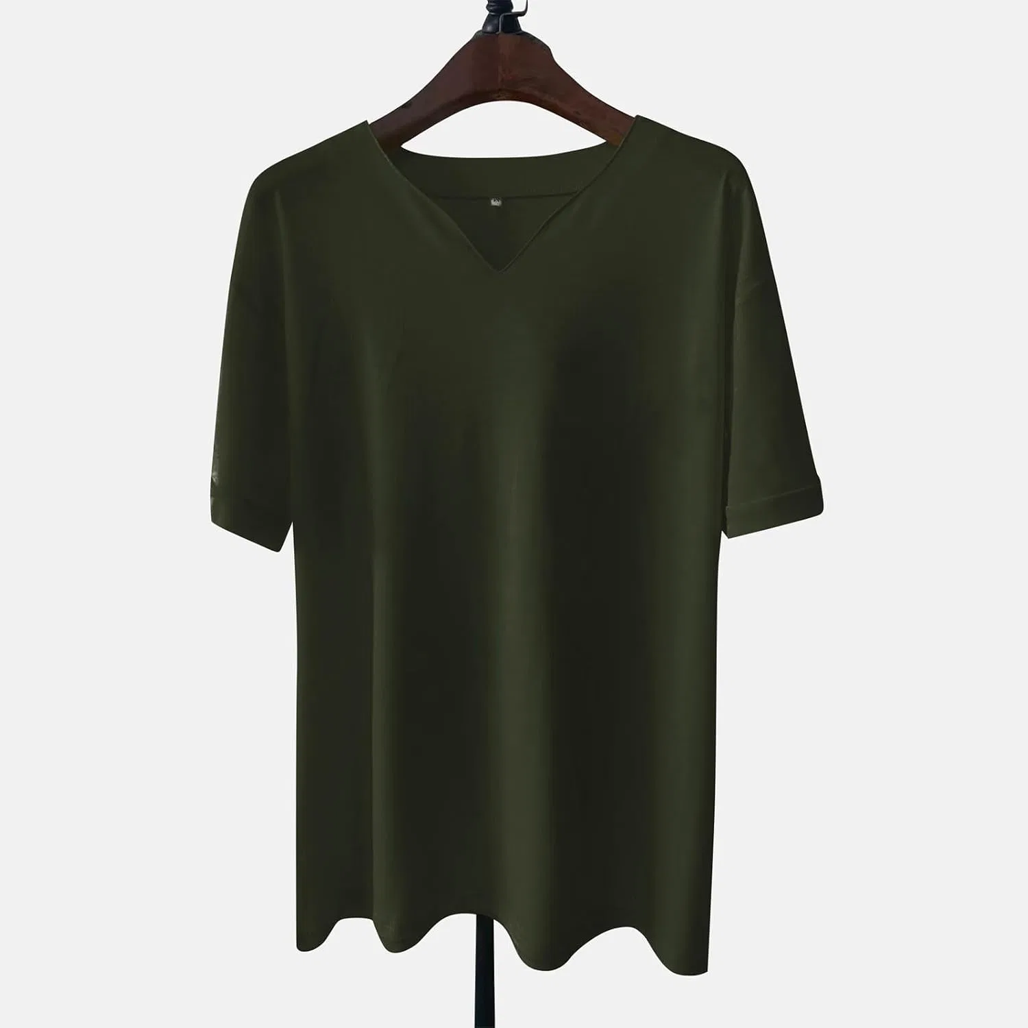 Мужская футболка с V-образным вырезом, Army Green — фото 3