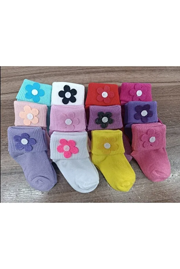 Детские носки для девочек с принтом Baby curly socks with daisy 12 pack Özkardeşler Baby, Metallic