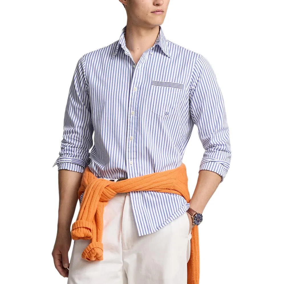 Мужская рубашка классическая Blue & White Polo Ralph Lauren — фото 4