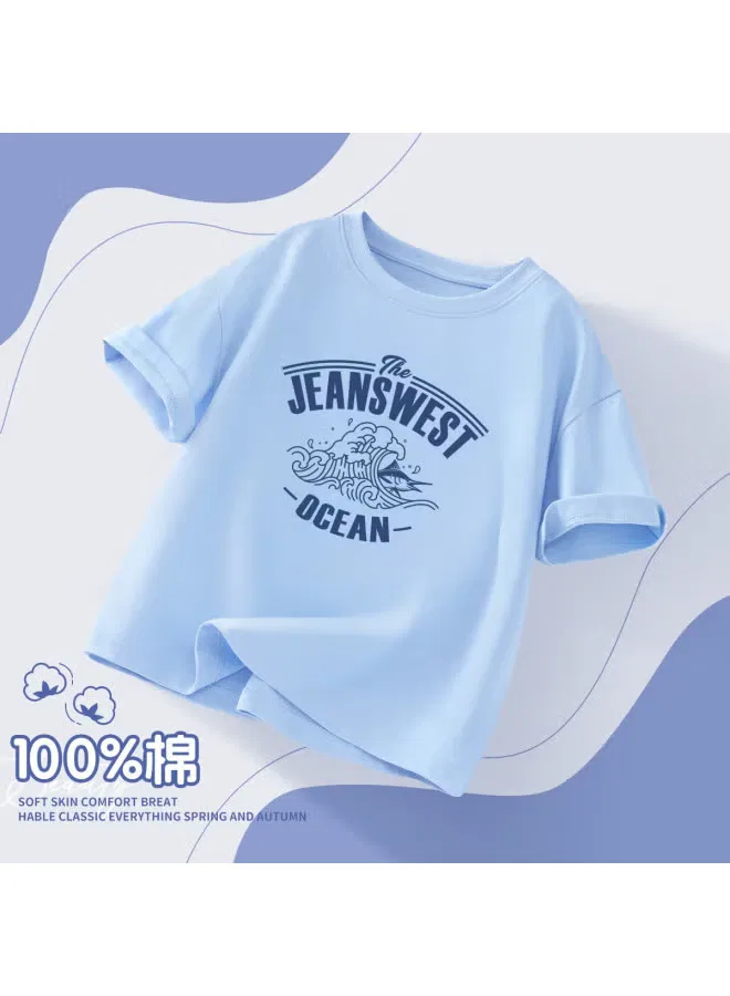 Футболка с принтом для мальчиков Jeanswest, синяя — фото 3