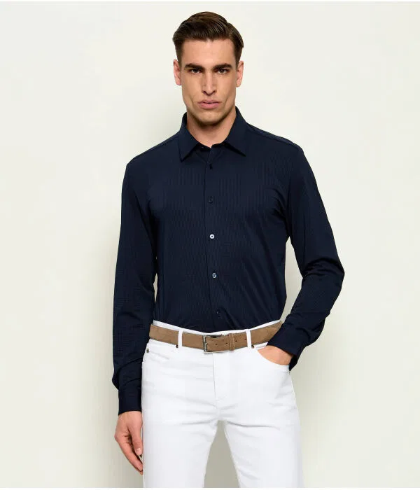 Мужская рубашка slim fit с принтом P-ROAN-K-F-261 BOSS, Blu Marino