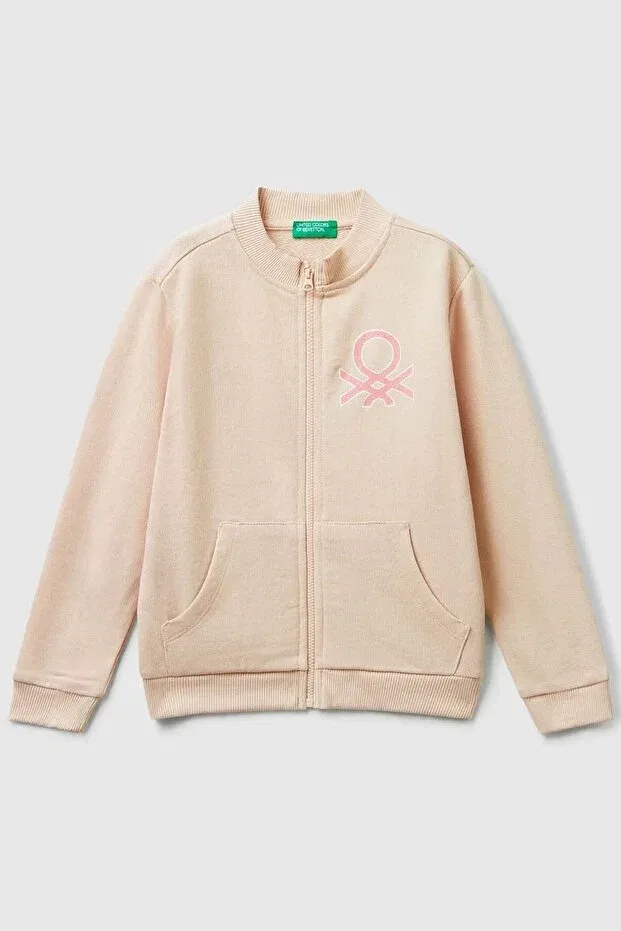 Детский кардиган для девочек с принтом Benetton, Pink