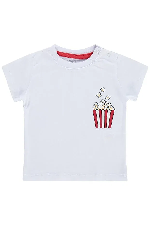 Детская футболка с принтом Popcorn printed Civil Baby, Белый