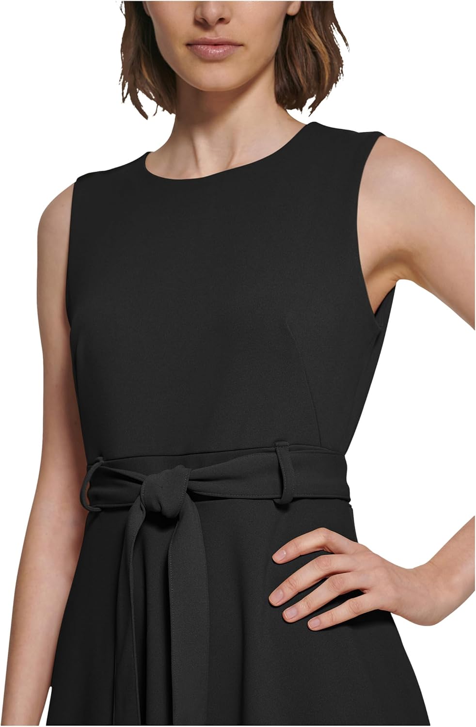 Женская безрукавка Calvin Klein Scuba Crepe Self Tie Aline, Black — фото 4