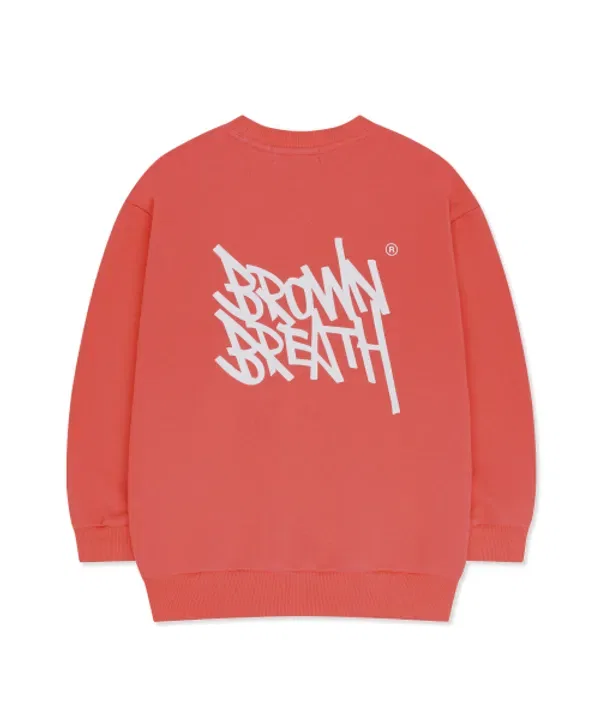 Свитшот детский с принтом, Kids tag crewneck Brownbreath Kids, красно-оранжевый — фото 2