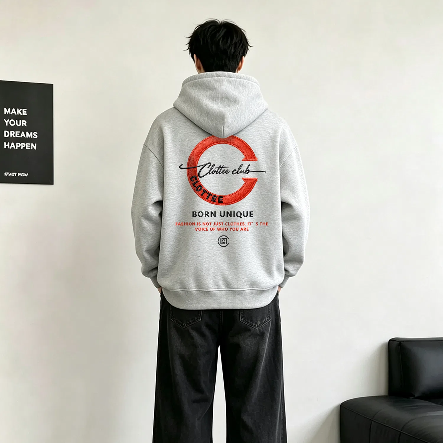 Детский свитшот-худи с принтом CLOT, Heather Gray — фото 4