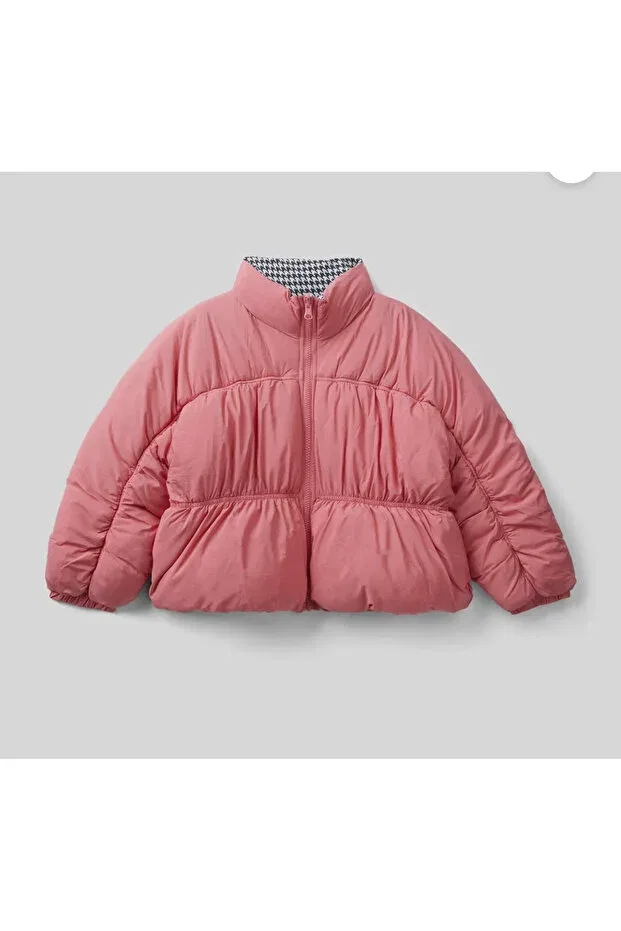 Детский пуховик для девочек двусторонний с принтом United Colors Of Benetton, Fuchsia