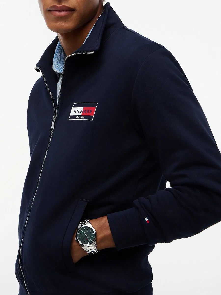 Худи на молнии TOMMY HILFIGER 'Brand Love' темно-синего цвета — фото 3