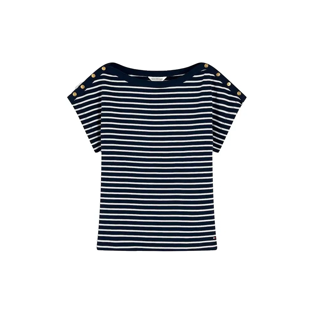 Женская футболка с лодочным вырезом Tommy hilfiger, Blue — фото 3