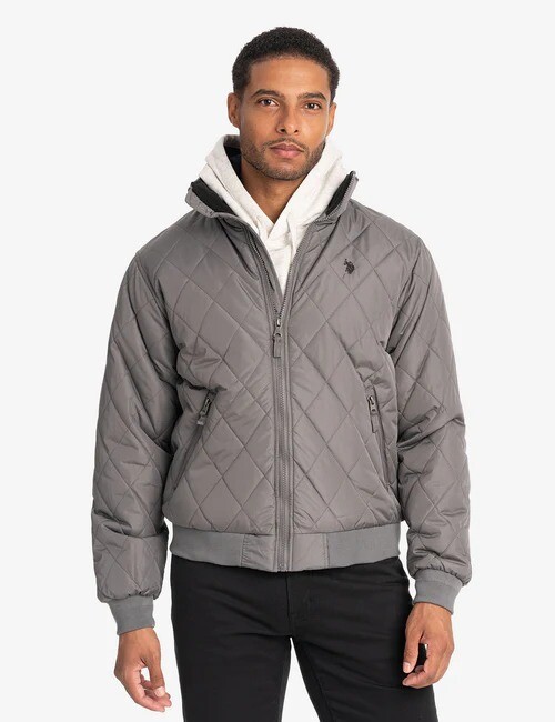 

Куртка U.S. Polo Assn. Diamond Quilted Fleece, серый